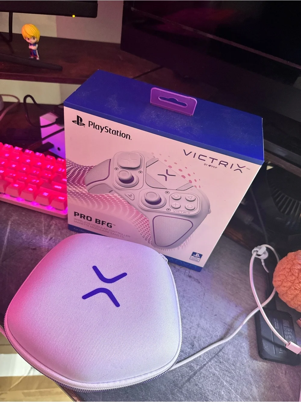 White PlayStation-Compatible Gaming Controller with Case